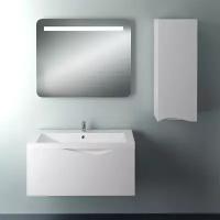 Мебель для ванной 1MarKa Этюд 90П белый глянец (тумба с раковиной + зеркало)