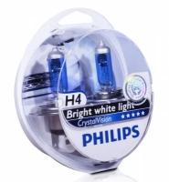 Лампа галогенная Philips Crystal Vision H4 (P43t) 12V 60/55W, 12342CVSM, 2 шт
