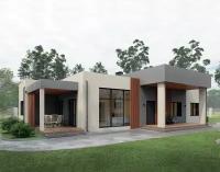 AS-2656 - проект одноэтажного дома из газобетона с террасой и 4 спальнями