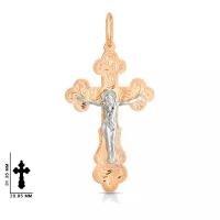 Крестик православный из комбинированного золота