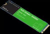 Твердотельный накопитель WD SSD Green SN350 NVMe, 240GB, M.2(22x80mm), NVMe, PCIe 3.0 x4, 3D TLC, R/W 2400/900MB/s, IOPs 160 000/150 000, TBW 40, DWP