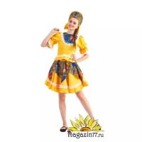 Русский народный костюм "Кадриль с кокошником" для девочки (98-104, жёлтая)