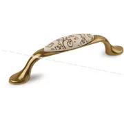 Ручка-скоба 96мм бронза состаренная/керамика золотые узоры UP19-11AB/MLK