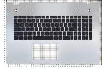 Клавиатура (топ-панель) для ноутбука ASUS N76V серебристая, клавиши черные, с подсветкой