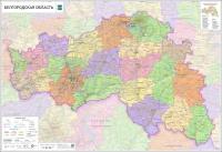 настенная карта Белгородской области 82 х 120 см (на самоклеющейся плёнке)