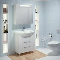 Мебель для ванной / Runo / Верона 75 с зеркалом Парма 75 / тумба с раковиной Элеганс 75 / шкаф для ванной / зеркало для ванной