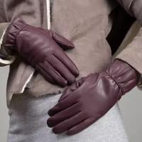 Перчатки женские, размер 7.5, с подкладом, цвет фиолетовый