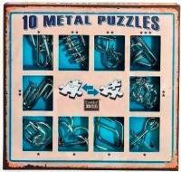 Набор из 10 металлических головоломок (синий)