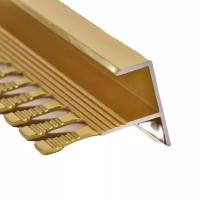 Алюминиевый F - образный профиль под плитку (гнущийся) ПФ-12мм золото/мат 2,7 м