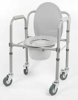 Кресло-туалет Valentine 10581CA стальное складное с регулировкой высоты сиденья, с колесами и тормозами, до 115кг