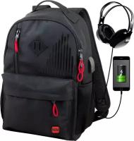 Городской молодежный рюкзак черный с usb портом для парней Winner one для студентов (242 R)