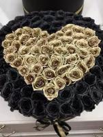 101 черная роза сердце