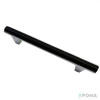 Ручка-скоба L160 хром+черный (черная вставка, RS153 Black)