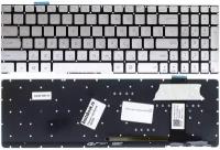 Клавиатура NFC для ноутбука Asus N56; N76; Q550; N750; N550 RU серебряная с подсветкой совместимая