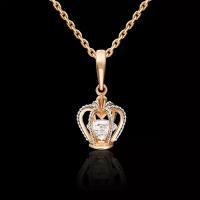 PLATINA jewelry Подвеска «Корона» из комбинированного золота с фианитом 03-3103-00-401-1111