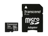 Карта памяти TRANSCEND MicroSDHC 16Gb class10 UHS-1 Ultimate Transcend + SD адаптер