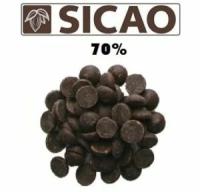 Горький шоколад в галетах (70,1% какао), 100 гр (Sicao)