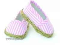 Petitcollin Canvas shoes with pink and white stripes (Текстильные туфли с розовыми и белыми полосками для кукол 39 см, 40 см, 48 см)