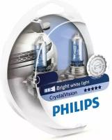 Лампа автомобильная галогенная Philips "CrystalVision", для фар, цоколь H11 (PGJ19-2), 12V, 55W + цоколь W5W, 12V, 5W, 2 шт