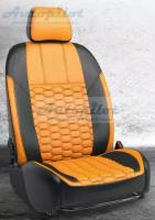 Авточехлы Lada Vesta / Vesta SW Cross 2015- Индивидуальный пошив "Saturn-Premium" (Соты Люкс, черный+оранжевый)