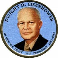 1 доллар 2015 США, 34-й президент Дуайт Д. Эйзенхауэр (цветная)