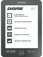 Электронная книга Digma K1 6" E-Ink HD, темно-серый