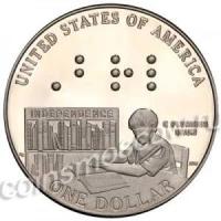 1 доллар 2009 США Луи Брайль, Proof, серебро