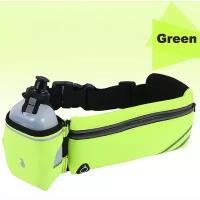 Универсальная спортивная сумка кошелек на пояс с бутылочкой зеленая