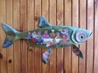 Рыба Толстолобик ручная резьба, роспись 60 см Семейное чаепитие