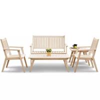 Комплект садовой мебели с креслами и диваном, на 4 чел (Столик кофейный, Столик журнальный, Скамейка, 2 Стула)