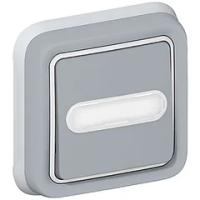 Кнопочный выключатель с подсветкой с держателем этикетки - 10 AХ - 250 В . Цвет Cерый. Legrand Plexo (Легранд Плексо). 069824