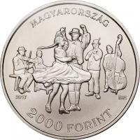 Монета номиналом 2000 форинтов, Венгрия, 2017, "125 лет со дня рождения композитора Ласло Лайта"