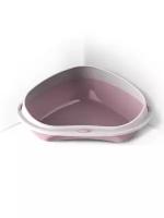 Угловой туалет для кошек XXL, 58*48*20,5 см, розовый.