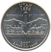 США 25 центов 2007 год - Штат Юта (P)