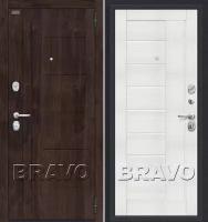Входная дверь Браво Модерн П-28 (Темная Вишня)/Bianco Veralinga, Bravo металлическая