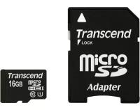 карта памяти TRANSCEND Transcend MicroSDHC 16Gb class10 + SD адаптер