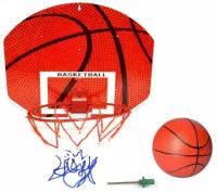 Баскетбольное кольцо с набором, навесной панелью с кольцом и мячом, размер баскетбольного щита - 35 х 0,3 х 29 см.