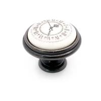 Ручка-кнопка с фарфоровой вставкой, часы, бронза Кантри