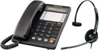 Проводной телефон с гарнитурой, 1 динамик Plantronics EncorePro HW510 + Panasonic KX-TS2365 RUB