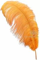 Перо страуса премиум оранжевое 65-75 см