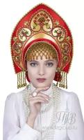 Женский головной убор красный кокошник «Златоглава»