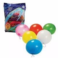 Шары воздушные 16" (41 см), комплект 25 шт, панч-болл (шар-игрушка с резинкой), 12 неоновых цветов, пакет, 110 Веселая затея 1104-0005