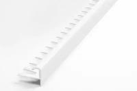 Профиль F-образный алюминиевый для плитки до 10мм (с просечкой для гибки), лука ПУ 13-1.2700.9003, длина 2,7м, 9003 - Белый глянцевый