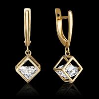 PLATINA jewelry Золотые серьги с вставками Swarovski 02-4343-00-501-1130-38