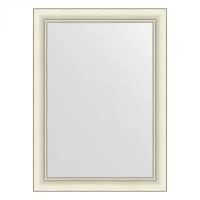 Зеркало в багетной раме - белый с серебром 60 mm (54х74 cm)