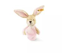 Мягкая игрушка Steiff Hoppel Rabbit Grip Toy With Rustling Foil Pink (Штайф Погремушка Кролик Хоппель розовый 15 см)