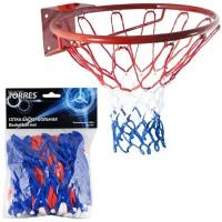 Сетка баскетбольная TORRES , 4 мм, бело-сине-красный