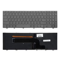 Клавиатура для ноутбука Dell Inspiron 7000, 15-7000, 7537 Series. Плоский Enter. Серебристая, с серебристой рамкой. С подсветкой. PN: NSK-LG0BW