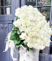 Букет Белые розы 101 шт., красивый букет цветов, шикарный, премиум букет