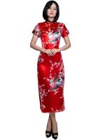 Китайское платье ципао длинное красное